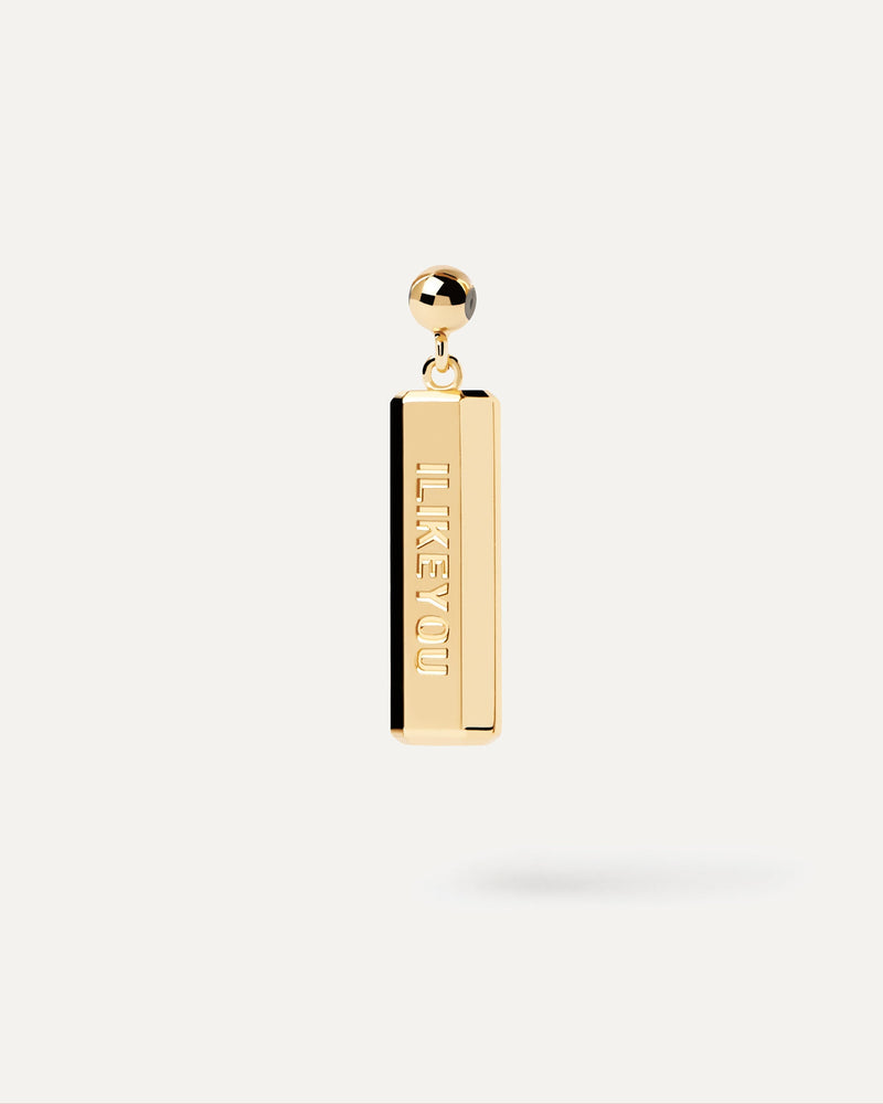 Gold-plated silver bar love charm for necklace or bracelet