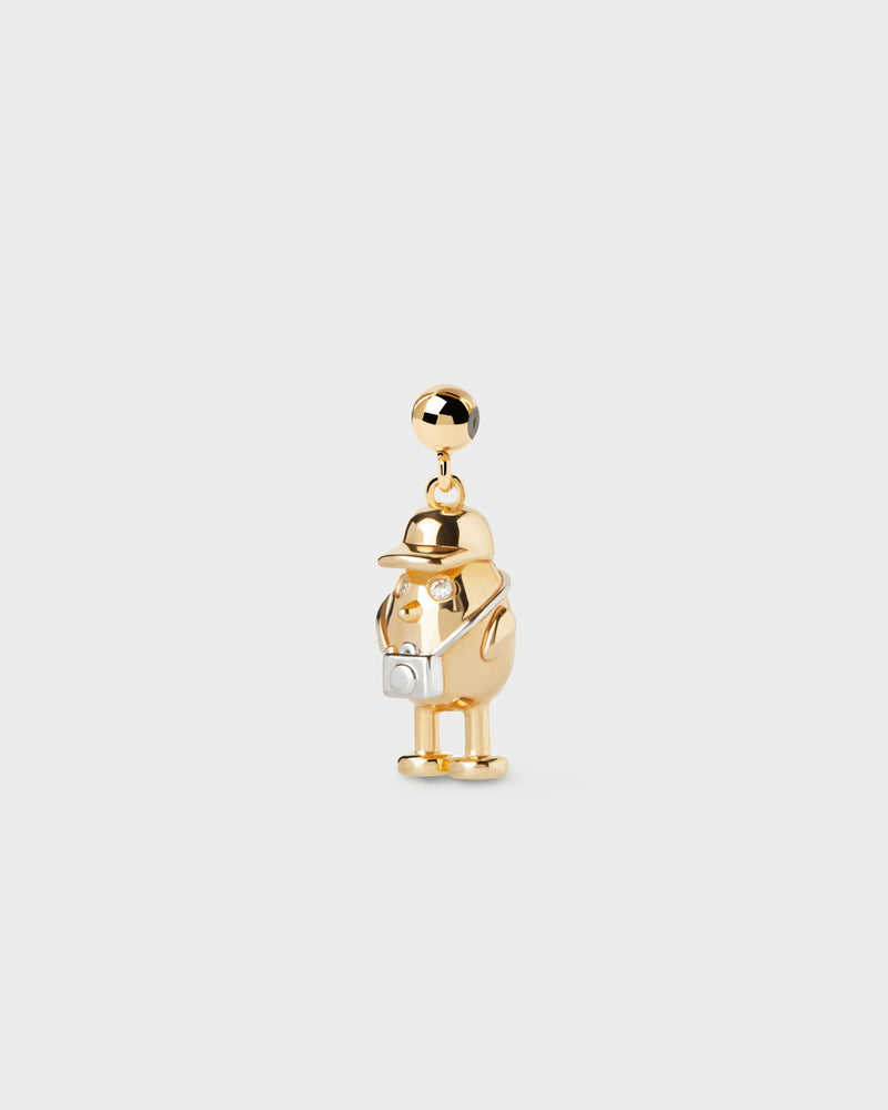 Mini photographer charm with camera set with zirconia to personalize necklace or bracelet