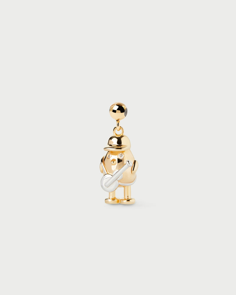 Mini guitarist charm set with white zirconia to personalize necklace or bracelet