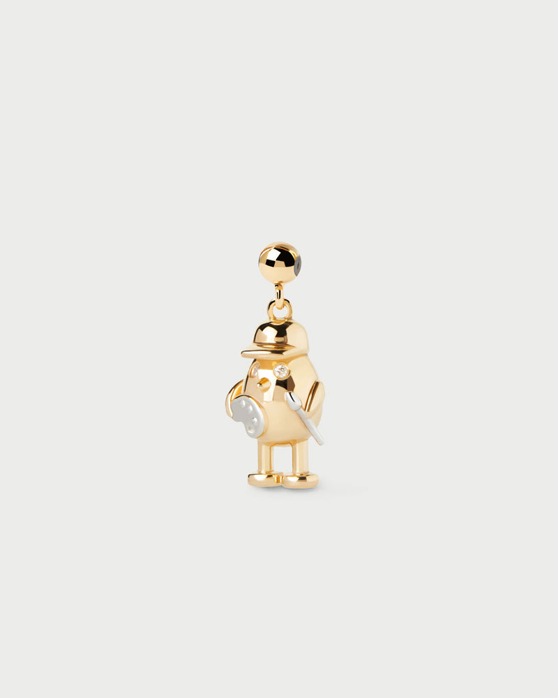 Mini painter charm set with white zirconia to customize necklace or bracelet