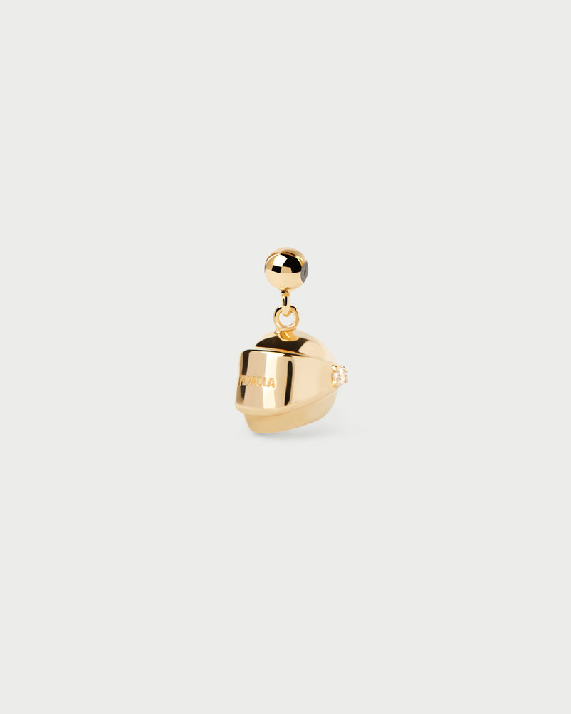 Mini motorbike helmet charm set with white zirconia to customize necklace or bracelet