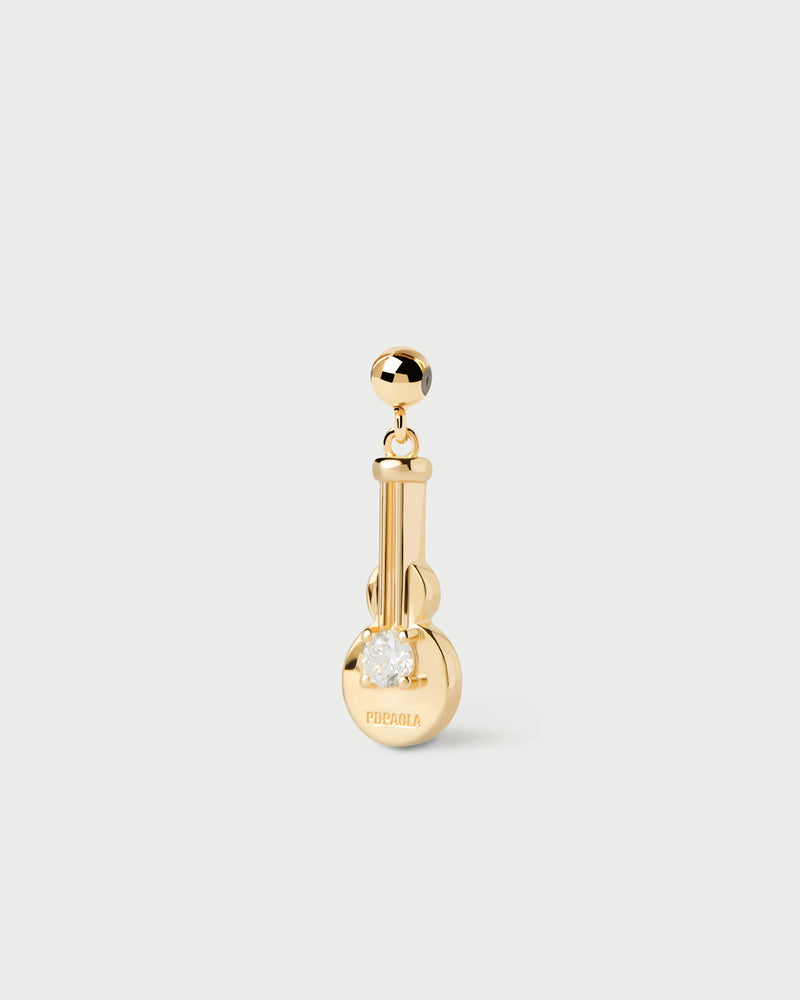 Small Spanish guitar charm set with white zirconia to personalize necklace or bracelet