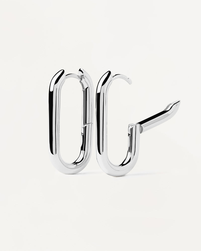 Versatile rhodium silver plating oval hoops