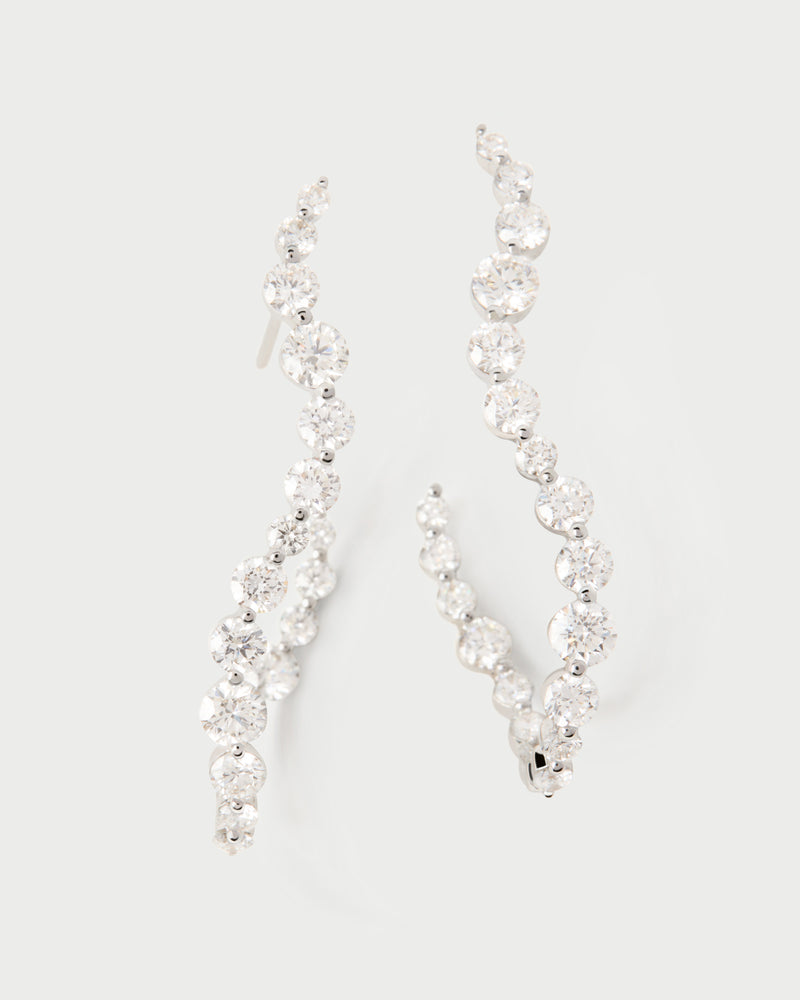 Diamonds and white gold Venus hoops - 
  
    18K White gold / Rhodium silver plating
  
