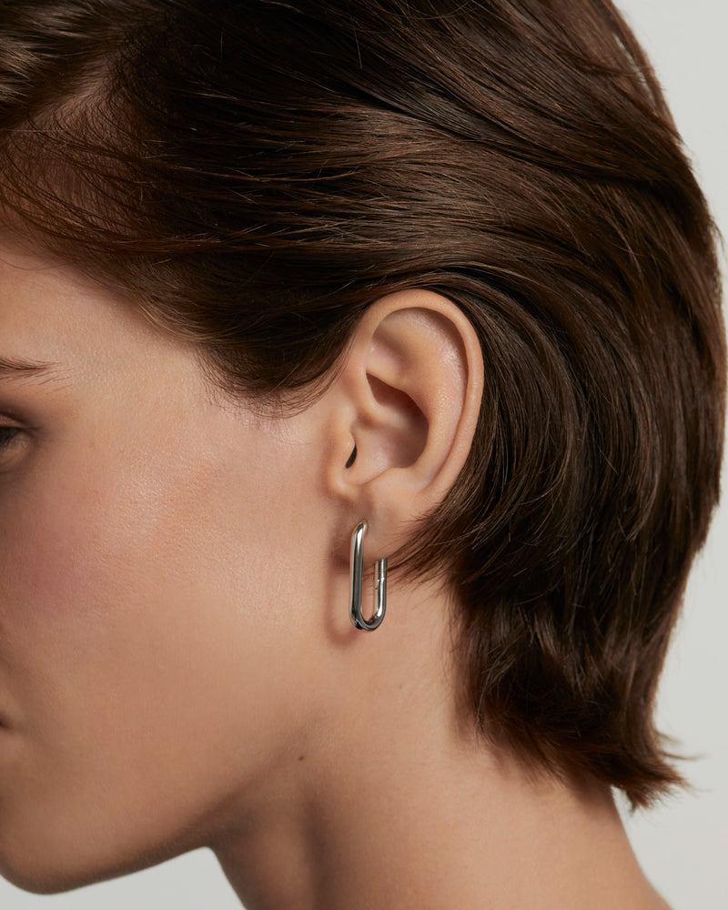 Beat Hoop Earrings - 
  
    Brass / Rhodium silver plating
  
