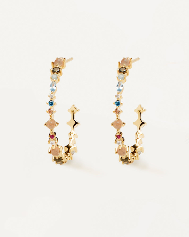 Hoop earrings with Labradorite and Aquamarine