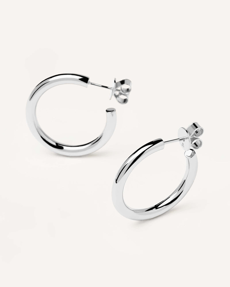 Large c hoop earrings in 925 sterling silver