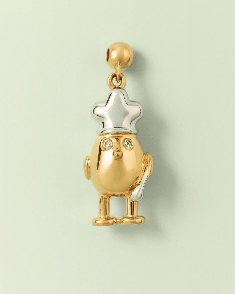Mini cook charm set with white zirconia to customize necklace or bracelet
